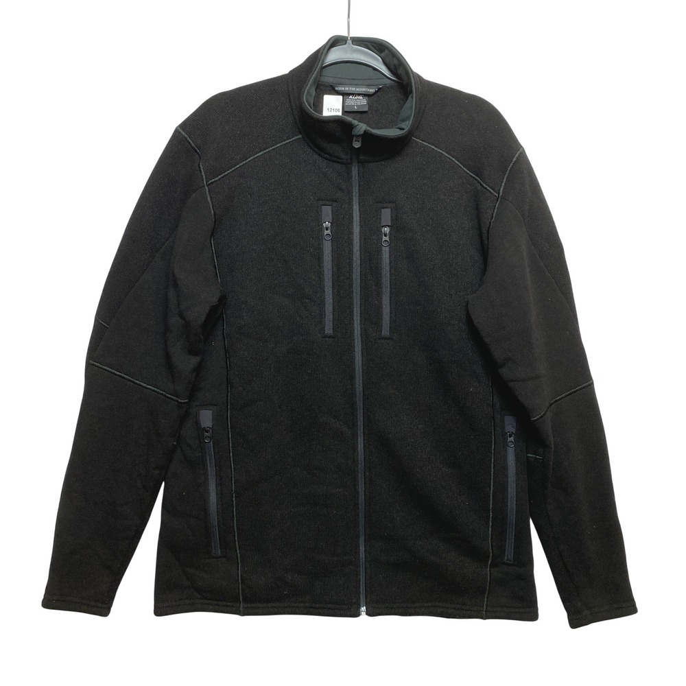 Kuhl Jacket Mens Large Black Interceptr Full Zip Fleece Articulated Sleeves